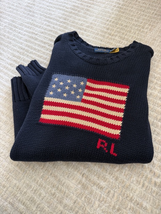 Polo Ralph Lauren Sweaters - Polo by Ralph Lauren Navy Sweater with American Flag